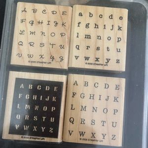 Stampin Up Alphabits rubber wood mounted stamp set.